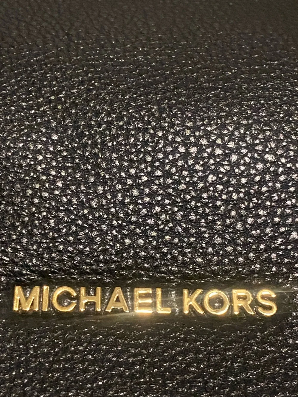 Michael Kors Black Leather Tote with Gold Logo Plaque